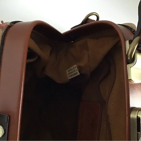 Patricia Nash Gracchi French Tapestry Bag Handbag Crossbody Brown Leather - Picture 13 of 16